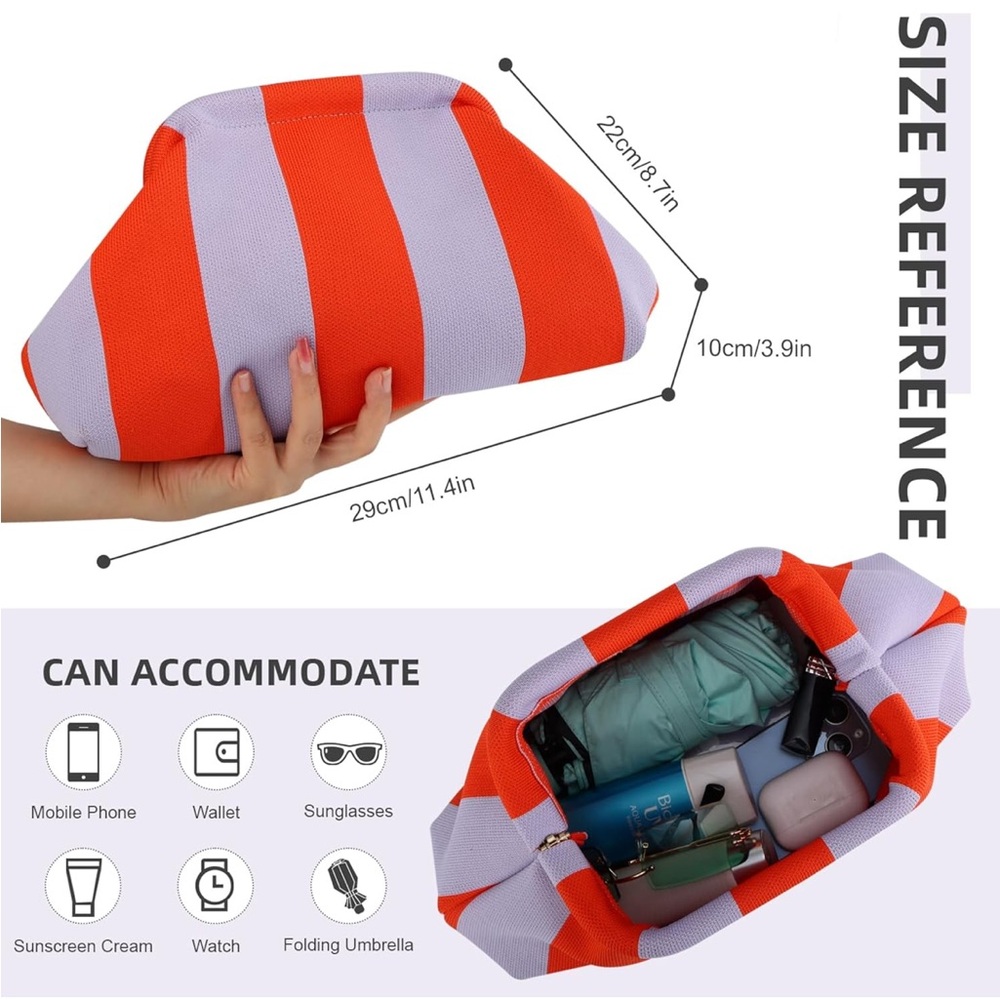 Red and Purple Striped Clutch - Picture 4 of 5